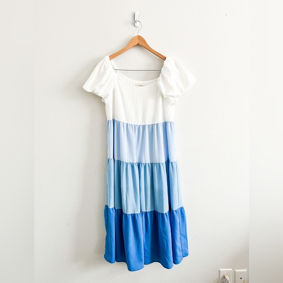 ee:some Blue Ombré Ruffle Tiered Dress - Picture 1 of 5